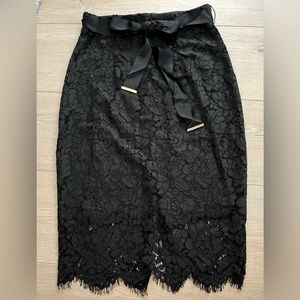 Beautiful lace black pencil skirt with belt